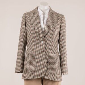 Classic Brown Houndstooth Tailored Blazer | Size 8